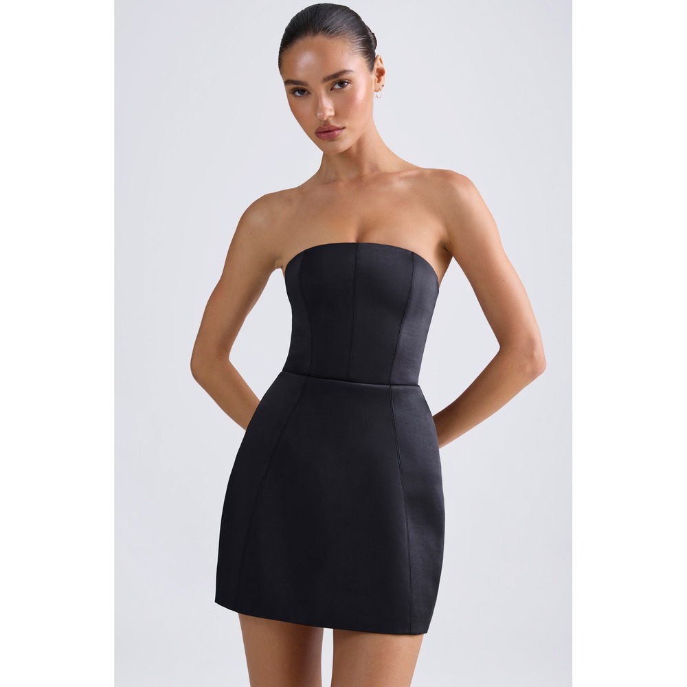 Oh Polly Haisley Bandeau Structured Tulip Mini Dress NWT Size US 0 Black‎